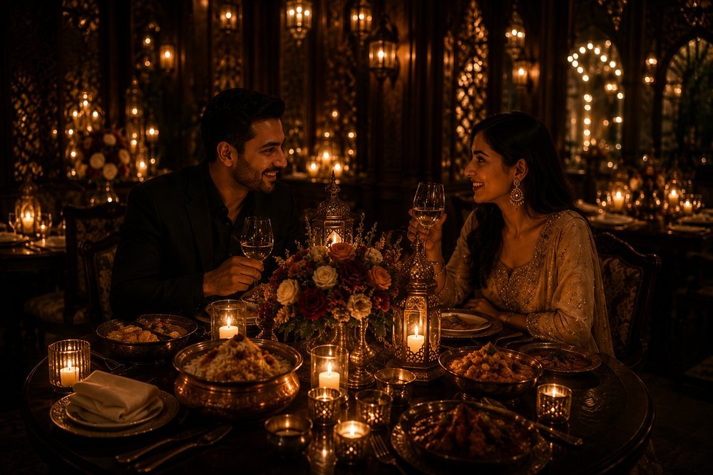 Candlelit table setting